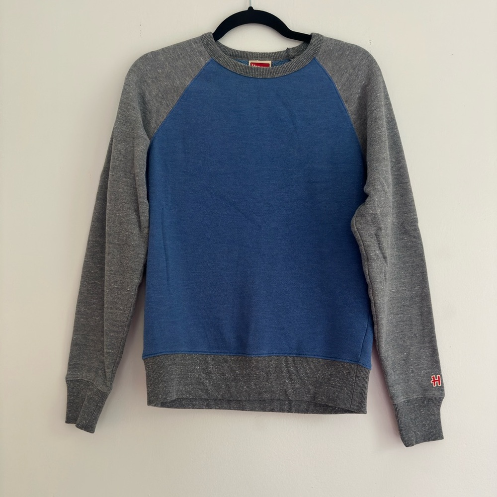 HOMAGE Blue and Gray Crewneck Sweater